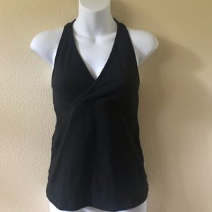 BLACK LULULEMON DEEP V MESH PANEL TANK